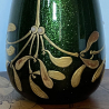 Legras Mont Joye Green Aventurine Vase with gilt Mistletoe & Applied Berries
