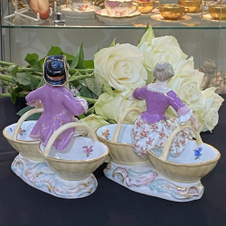 A pair of Meissen Porcelain Figural Salt Dishes