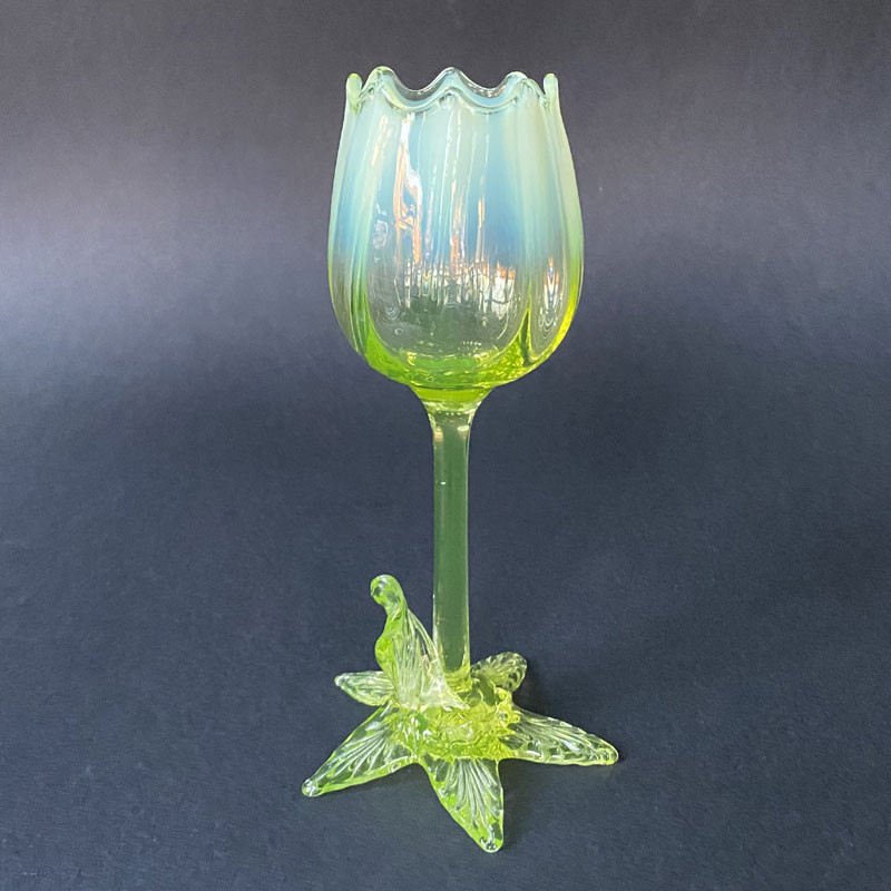 Richardson and Sons Tulip Formed Vaseline Uranium Glass Vase