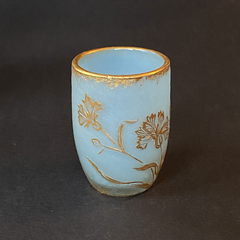 Daum Nancy Gilding Miniature Glass Cup decorated with Carnations