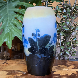 Emile Galle Cameo Glass Vase decorated with Foxgloves
