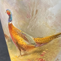 Royal Worcester Porcelain Vase, Hand painted a Pair Pheasants by J Stinton