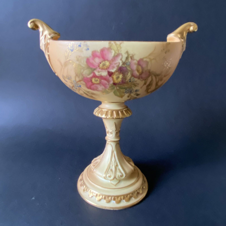 Royal Worcester Porcelain Blush Ivory Pedestal Vase