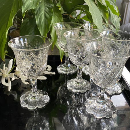 Thomas Webb & Sons Rock Crystal set of 6 wine glasses