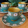 Royal Worcester Porcelain Demitasse Jeweled Cup & Saucer