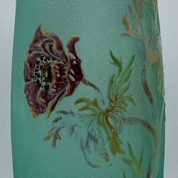 Emile Galle Cameo and Enamelled Glass Poppy Vase
