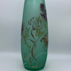 Emile Galle Cameo and Enamelled Glass Poppy Vase