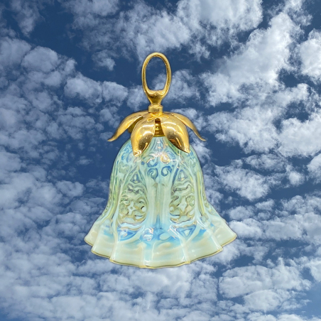 John Walsh Walsh Vaseline Glass Lamp Shade with "New Opaline Brocade" pattern