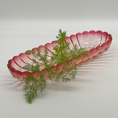 Old Baccarat Glass Bambous Swirl Rose Dish