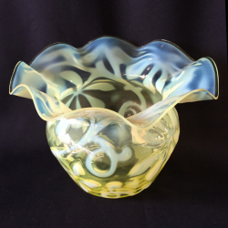 Richardson & Sons Vaseline Glass Vase with Horse Chestnut Leaf Pattern