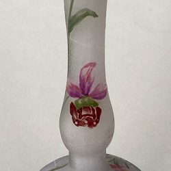 Daum Nancy Cameo and Enameled Glass Orchid Vase
