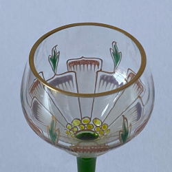 Theresienthal  Enamelled Liqueur Glass with floral pattern