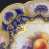 Royal Worcester Porcelain Hand-painted Fruit and Gilt Square Dish  by R Sebright