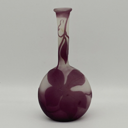 Emile Galle Cameo Glass Banjo Shaped Clematis Vase