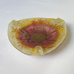 Daum Nancy Cameo and Enameled Glass Tray decorated with Freesia