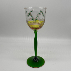 Theresienthal  Wine Glass Beautifully Enameled  Flower Pattern
