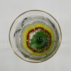 Theresienthal  Wine Glass Beautifully Enameled  Flower Pattern