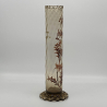 Emile Galle Enamelled Glass Cylindrical Shaped Thistle Vase