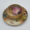 Royal Worcester Porcelain Demitasse Cup & Saucer hand painted Roses by Twin
