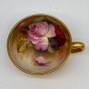 Royal Worcester Porcelain Demitasse Cup & Saucer hand painted Roses by Twin