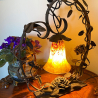 Daum Nancy Table Lamp Wrought Iron Base and Mottled Glass Shade