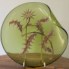 Emile Galle Enamelled Green Glass Thistle Folded Round Plate