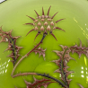 Emile Galle Enamelled Green Glass Thistle Folded Round Plate