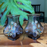 A Pair Baccarat Enamelled Glass Vases, decorated with cornflowers