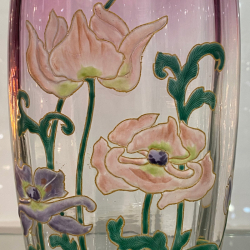 French Art Nouveau Legras Mont Joye Enamelled Glass Poppy Vase