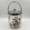 Legras Mont Joye Enamelled Glass Biscuit Barrel Decorated with Violets