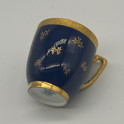 Coalport Porcelain Cobalt Blue Gilded Demitasse Cup & Saucer