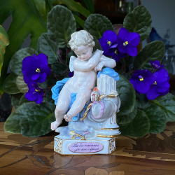 Meissen Porcelain Figure of Cupid resting after Conquering a Heart