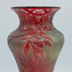 Baccarat Acid Etched Overlaid Glass Vase Decorated with Gui