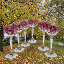 Meyr's Neffe set of Six Enamelled Wine Glasses,...