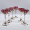 Meyr's Neffe set of Six Enamelled Wine Glasses, depicted with Rococo Figures