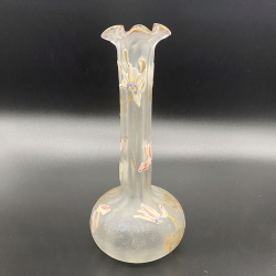 French Art Nouveau Legras Mont Joye Enamelled Glass Cyclamen Vase