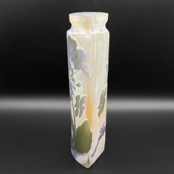 Emile Galle Cameo Glass Hydrangea rare fan formed Vase
