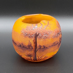 Daum Nancy Cameo Glass Autumn Landscape Vase