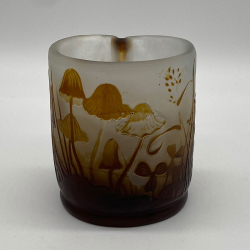 Emile Galle Acid Etched overlaid Cameo Glass Mushroom Vase