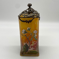 Daum Nancy Night Lamp, Cameo and Enamelled with Apple Blossoms