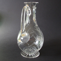 Antique English Glass Jug Engraved with Flowers and Foliage