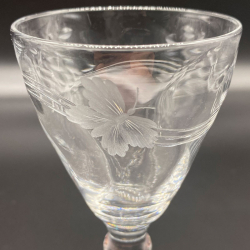 Thomas Webb and Sons Set of Six Liquor Glasses Intaglio Cut with Butterfly