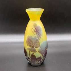 Emile Galle Cameo Glass Vase decorated with Floral Motif