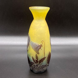 Emile Galle Cameo Glass Vase decorated with Floral Motif