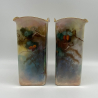 Royal Worcester Porcelain a Pair of Vases Hand painted with Peacocks