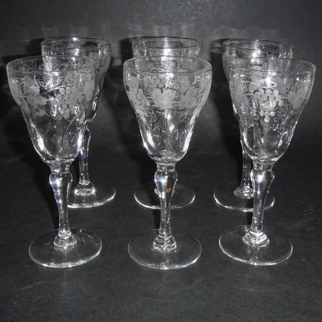 Six Thomas Webb & Sons Intaglio Liquor Glasses
