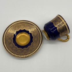 Royal Worcester Porcelain Demitasse Gold Gilt and White Jeweled