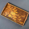 Emile Galle Marquetry Tray, Floral and Butterfly Inlaid in Various Wood