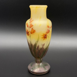 Daum Nancy Cameo and Enamelled Glass Vase decorated with Crocosmia