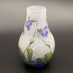 Daum Nancy Cameo and Enamelled Glass Violet Vase